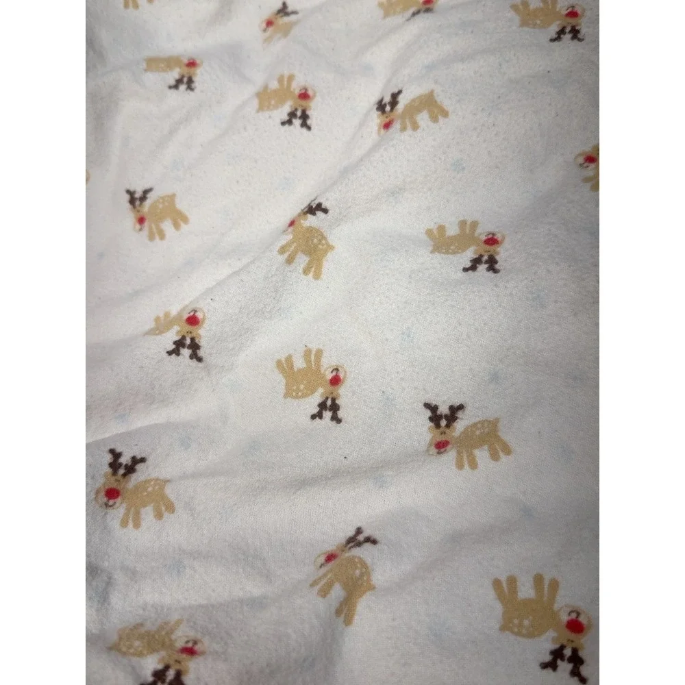 Trend Lab Reindeer Flannel Fitted Crib Sheet Christmas 100% Cotton